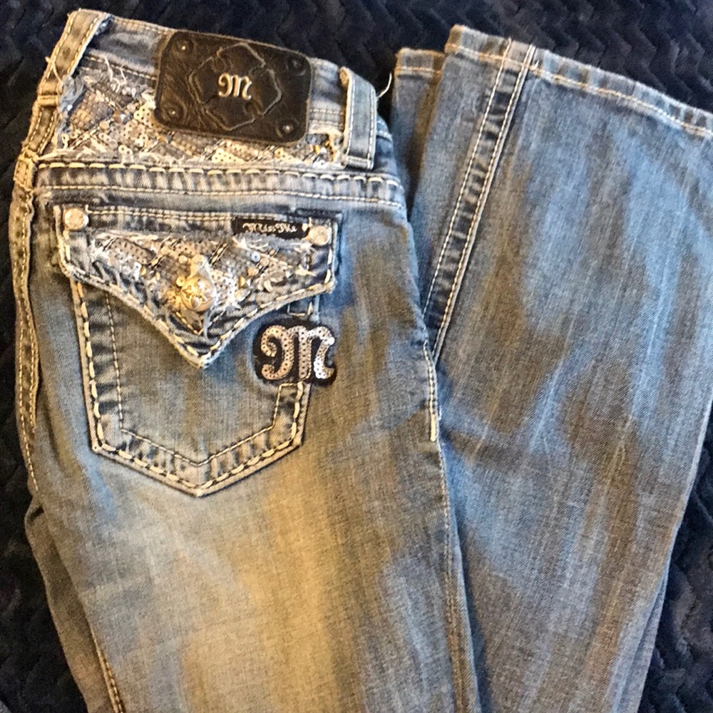 Sequin Bling Bootcut Light Wash Miss Me Jeans